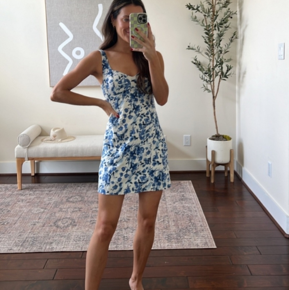 A&F "Corset Seamed Linen Blend" Mini Dress, size XS